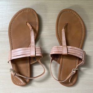 Express Tan T-Strap Sandals 7